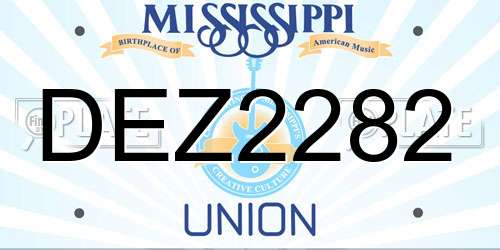 DEZ2282 Mississippi License Plate