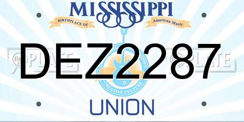 DEZ2287 Mississippi License Plate