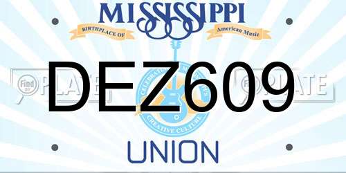 DEZ609 Mississippi License Plate