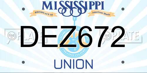 DEZ672 Mississippi License Plate