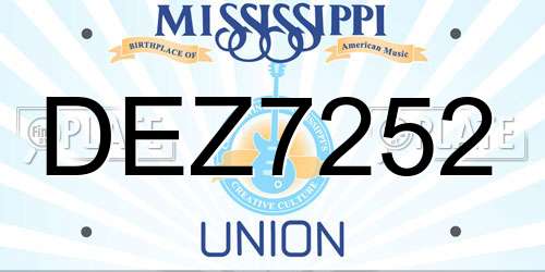 DEZ7252 Mississippi License Plate