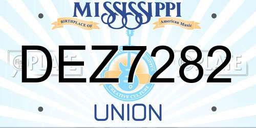 DEZ7282 Mississippi License Plate