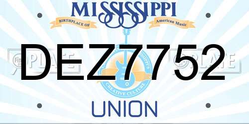 DEZ7752 Mississippi License Plate