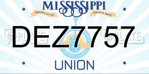 DEZ7757 Mississippi License Plate