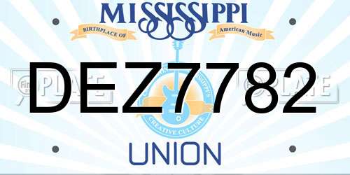 DEZ7782 Mississippi License Plate