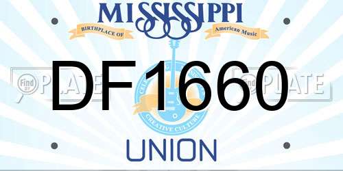 DF1660 Mississippi License Plate