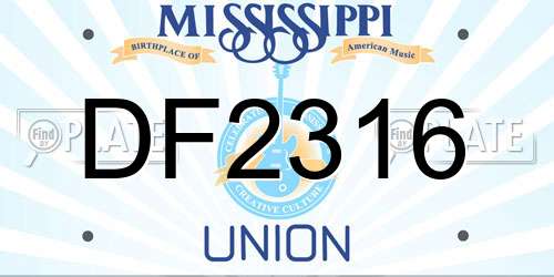 DF2316 Mississippi License Plate