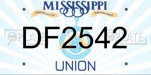 DF2542 Mississippi License Plate