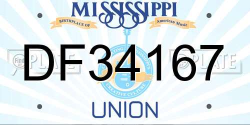 DF34167 Mississippi License Plate