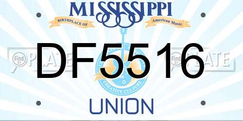 DF5516 Mississippi License Plate