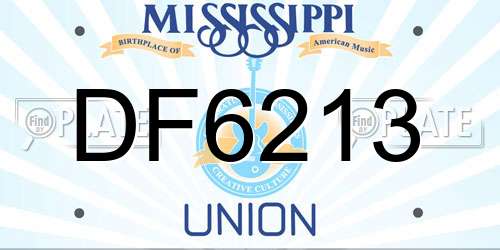 DF6213 Mississippi License Plate
