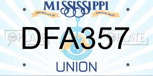 DFA357 Mississippi License Plate