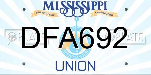 DFA692 Mississippi License Plate