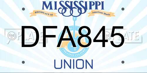 DFA845 Mississippi License Plate