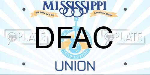 DFAC Mississippi License Plate