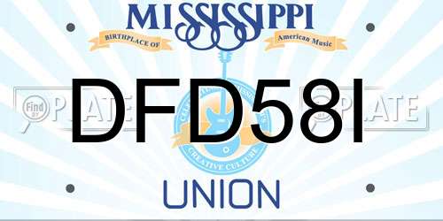 DFD58I Mississippi License Plate