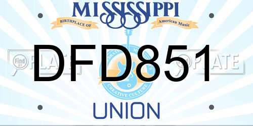 DFD851 Mississippi License Plate