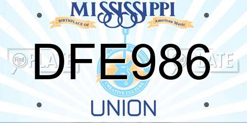 DFE986 Mississippi License Plate
