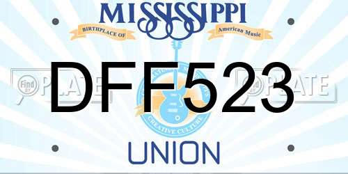 DFF523 Mississippi License Plate