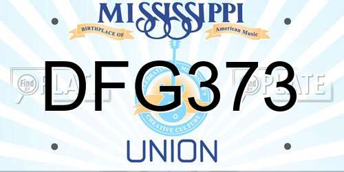 DFG373 Mississippi License Plate