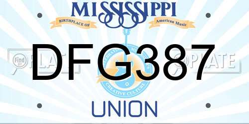 DFG387 Mississippi License Plate