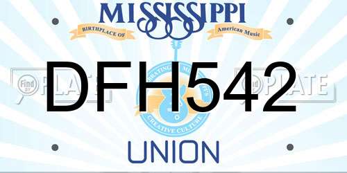 DFH542 Mississippi License Plate