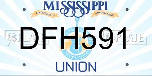 DFH591 Mississippi License Plate