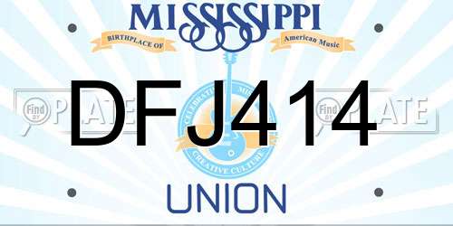 DFJ414 Mississippi License Plate