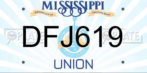 DFJ619 Mississippi License Plate
