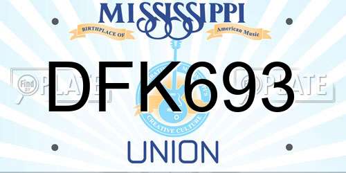 DFK693 Mississippi License Plate