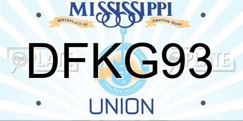 DFKG93 Mississippi License Plate