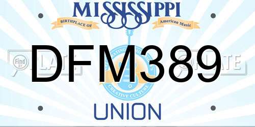 DFM389 Mississippi License Plate