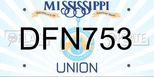DFN753 Mississippi License Plate