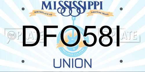 DFO58I Mississippi License Plate