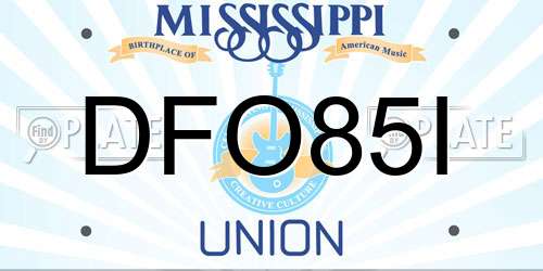 DFO85I Mississippi License Plate