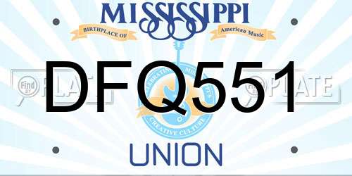 DFQ551 Mississippi License Plate