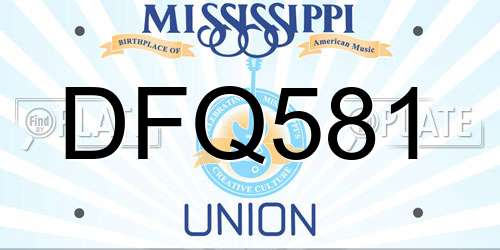 DFQ581 Mississippi License Plate