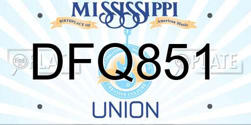 DFQ851 Mississippi License Plate