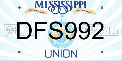 DFS992 Mississippi License Plate