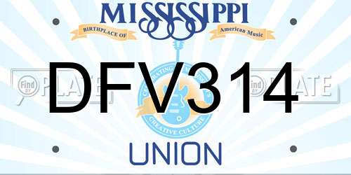 DFV314 Mississippi License Plate