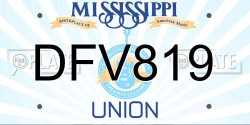 DFV819 Mississippi License Plate