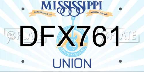 DFX761 Mississippi License Plate