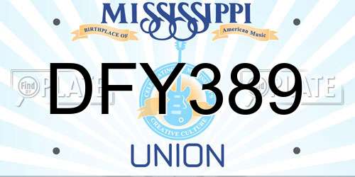 DFY389 Mississippi License Plate
