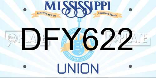 DFY622 Mississippi License Plate
