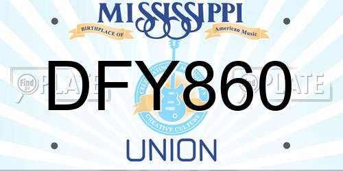 DFY860 Mississippi License Plate