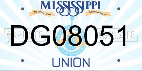 DG08051 Mississippi License Plate