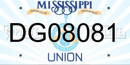 DG08081 Mississippi License Plate