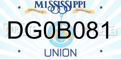 DG0B081 Mississippi License Plate