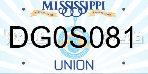 DG0S081 Mississippi License Plate