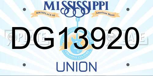DG13920 Mississippi License Plate
